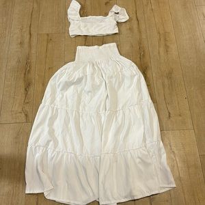 Beautiful white set maxi skirt with crop top size M